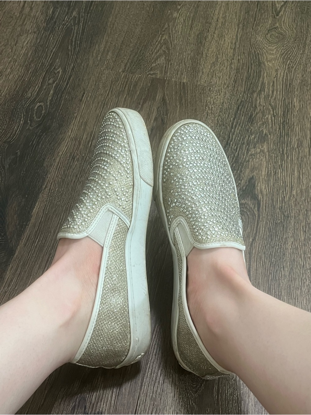 I.N.C International Concepts Champagne Rhinestone Slip-On Sneakers Size 7.5